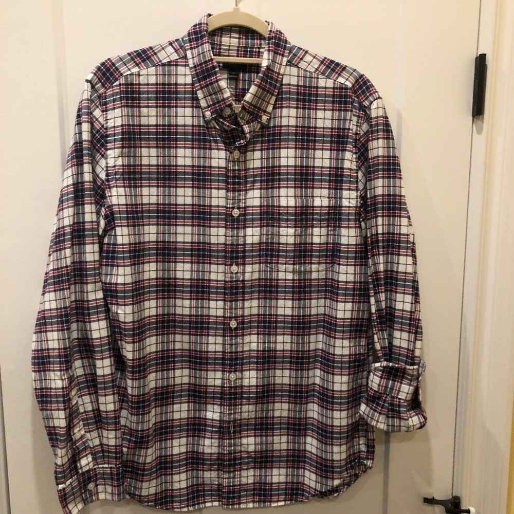 J. Crew White/Red/Blue Oxford